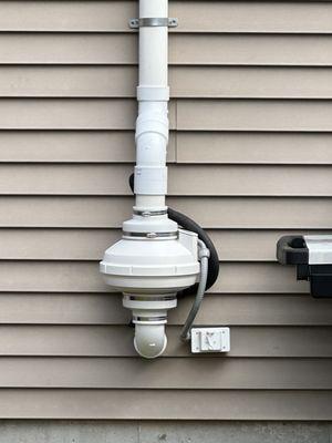 Radon Mitigation System with Moisture Guard.