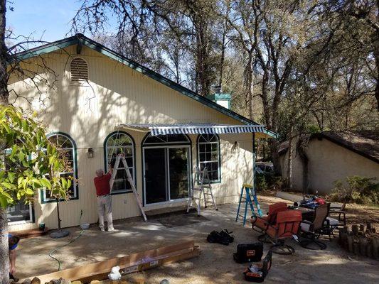 Awning installation.