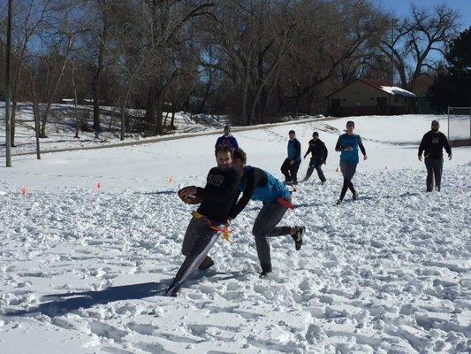 Snow flag football