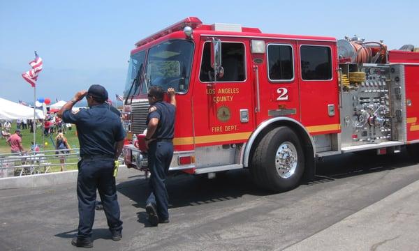 little kids loved exploring the big fire engine