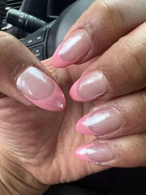 Pink French tips with chrome