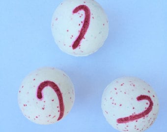 Candy Cane Bath Bomb handmade by Willow & Honey in LA!