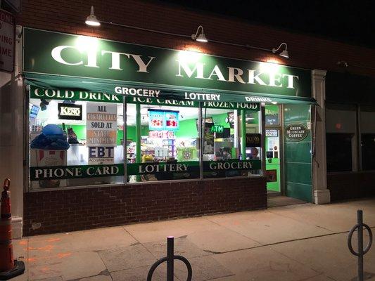 Storefront at night