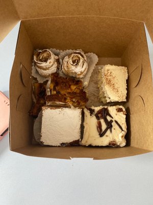 Apple roses - a somewhat eaten Tres leches by me (haha)- bourbon brownie - lemon square and more wow !!!