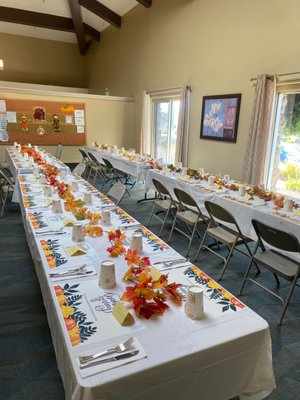 Our table set up for our Thanksgiving Luncheon with our Residents and their families.