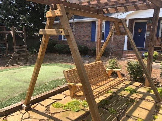 Outdoor bench swing and A-frame