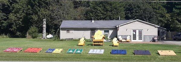 Michigan Chairs , Cornhole Boards and bags,