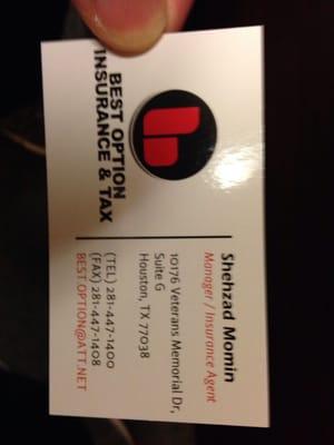 This is the business card and the guy who helped me.