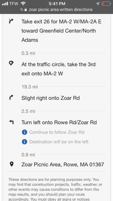 How to get to zoar picnic area