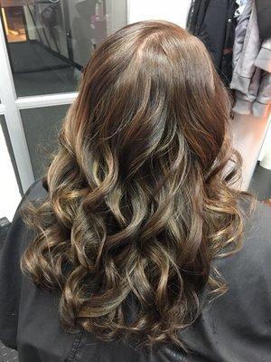 Darker brown balayage and style