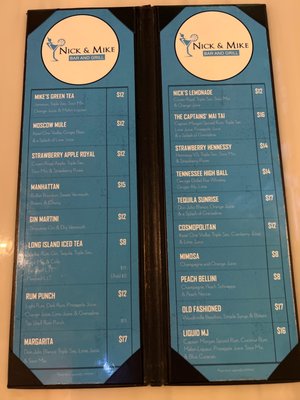 Drink menu