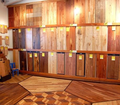 Expansive selection of prefinished and unfinished hardwood.