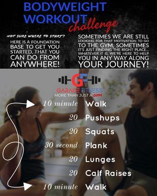 At Home Workout Challenge. A strong foundation is the most important base! From there, any goals you may have are easily within your reach!