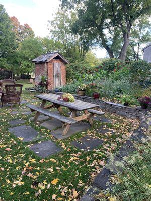 Garden seating out back