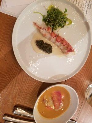 Cold lobster, Sevruga Caviar; Lobster Bisque