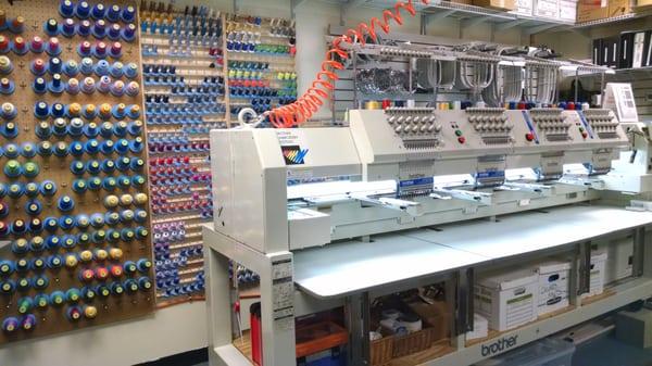 A rare look at the shy Brother 4-Head Commercial Embroidery Machine