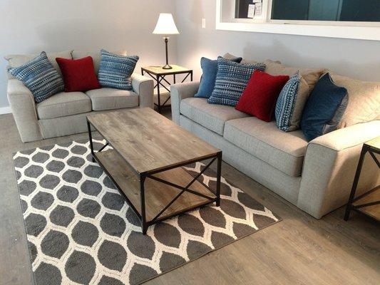 Renovated living room in Oswego Apartments on 5th ave