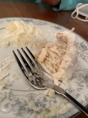 Fluffy yummy coconut cake, obviously enjoyed