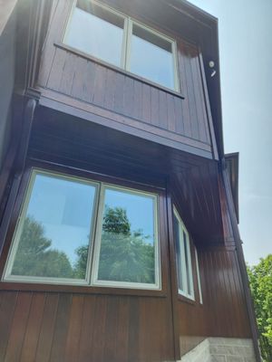 Wood siding staining.