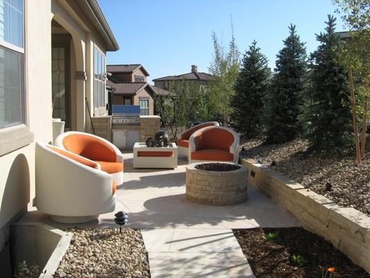 Buff Flagstone Patio with Grill Island, Solterra, Lakewood, Co 80228