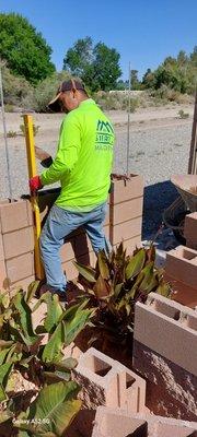 2024 block wall being installed