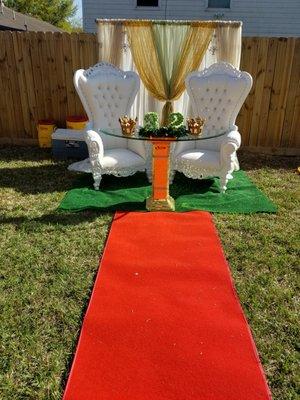 We offer Throne Chairs in All White... Get this Entire setup for your Special Day!