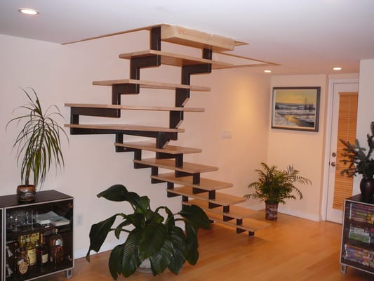 Custom made stairs steel and mapple