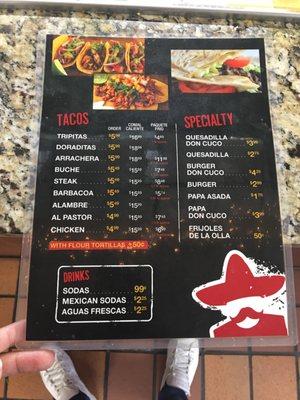 Menu back