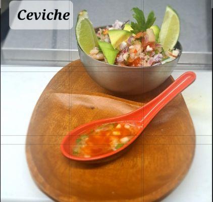 Pruebe nuestro delicioso Ceviche Mixto o de Camaron. Try our delicious Ceviche mix or with shrimp.