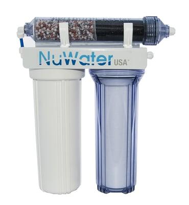 Under-sink water filtration system. It holds 3 filtration cartridges featuring the Platinum 5 Stage Filtration Process