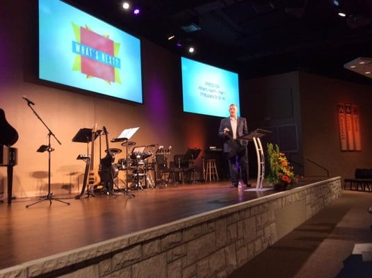 Pastor Mark preaching the word on the first day being in the new building.