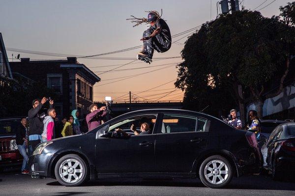 BFree doing a 540 over RobSkate Academy during Oakland First Friday event Erick Garcia