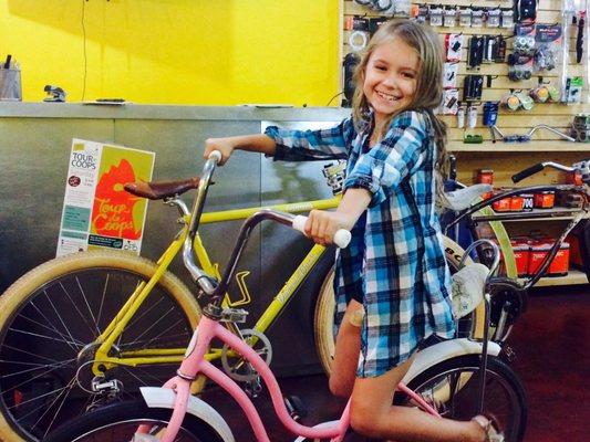 Another happy customer Rylyn Renee' at Brass Monkey Bike Shop in Phoenix, Arizona. Her 1st vintage bike