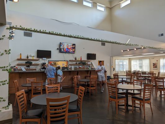 Inside the clubhouse. Bar and dining room.