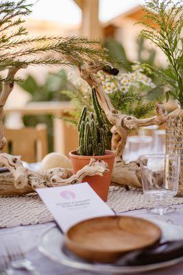 Vavine's beautiful table decor for our wedding dinner in Yucca Valley :)