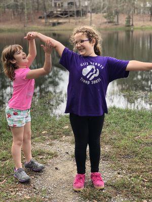 Goofing around at the cabin creek