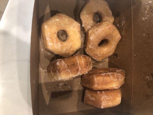 This is not to be confused with day or hour old donuts. I took some out of the box to show the surface area of a majority of the donuts.