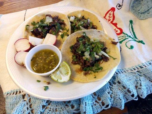 Best taco's I've had in town! These are steak tacos.