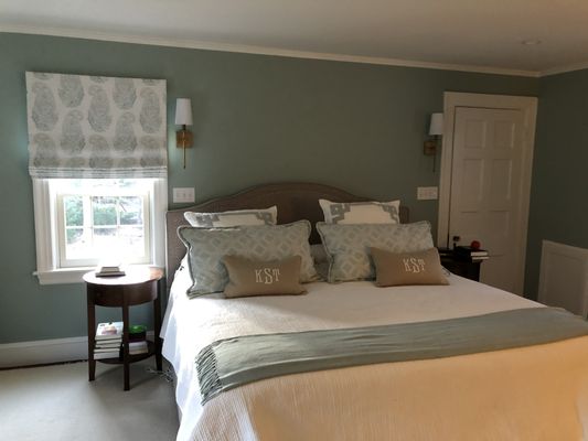 Roman shades, master bedroom