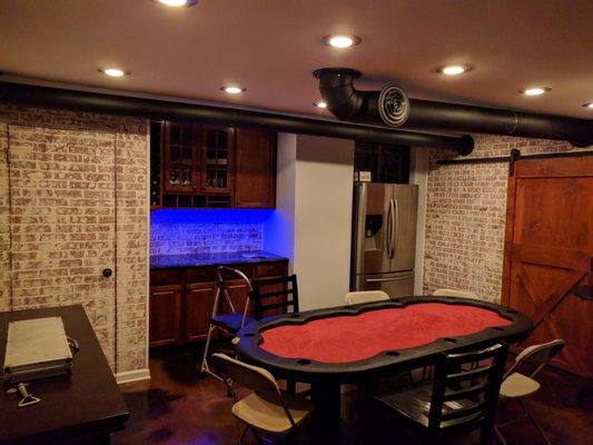 Complete basement finish with automated lighting and home theater.