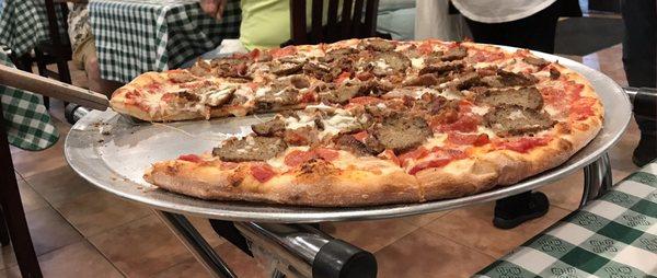 Large meat lovers pizza