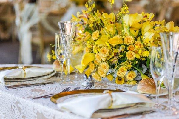 Yellow and Ivory Reception design and set up by Kayla Belle Weddings + Events @ Pelham Bay & Spilt Rock Golf Course