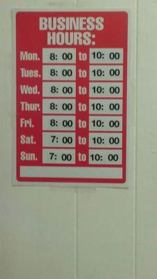 This is the hours of this laundromat.