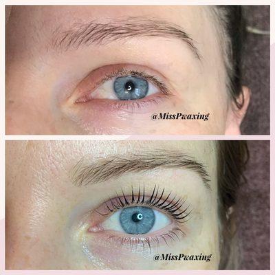 Lashlift and tint along with a Brow tint