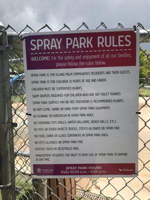 Splash Park Rules