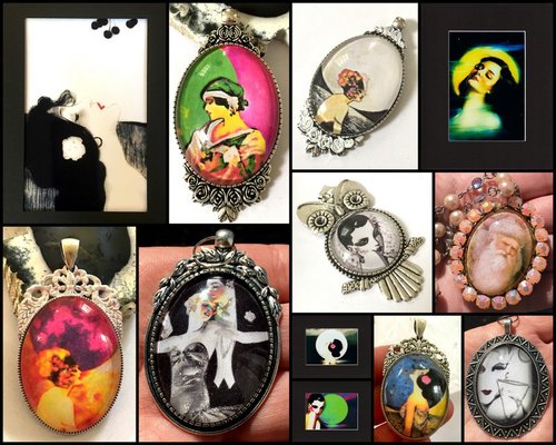 Handpainted / glitter embellished wearable art jewelry