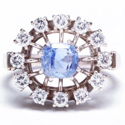 Retro violet blue sapphire "Sputnik" ring