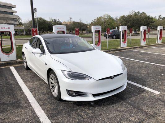 Tesla S 100 D at Charging Station