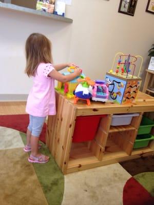 Toys in the waiting room for the little ones to play with