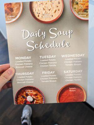 Soup schedule